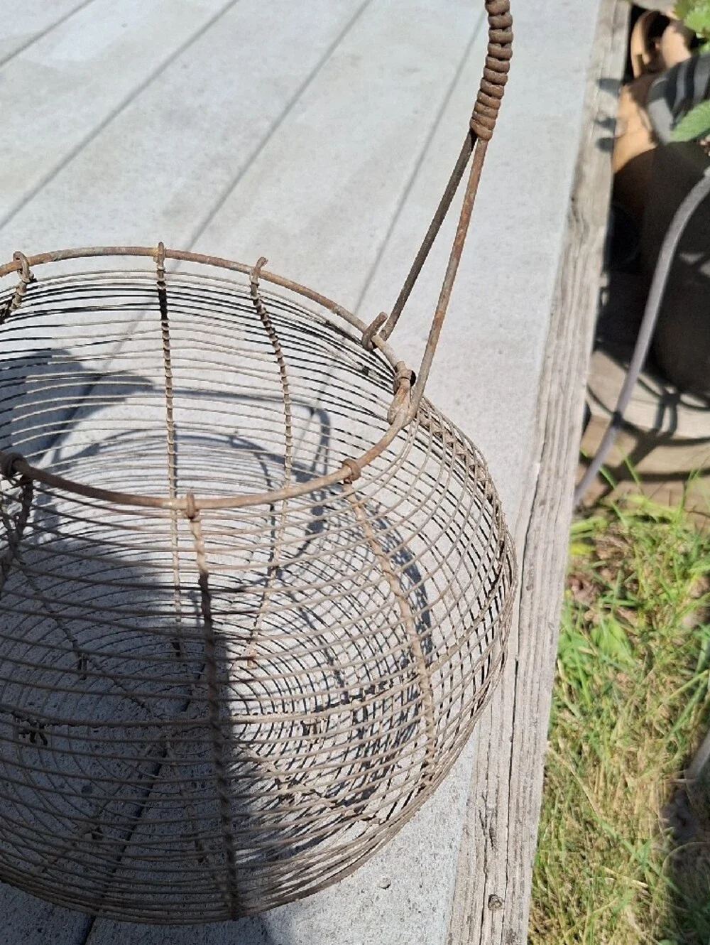 Large vintage french wire Egg Basket. Kitchen Storage & Decoration